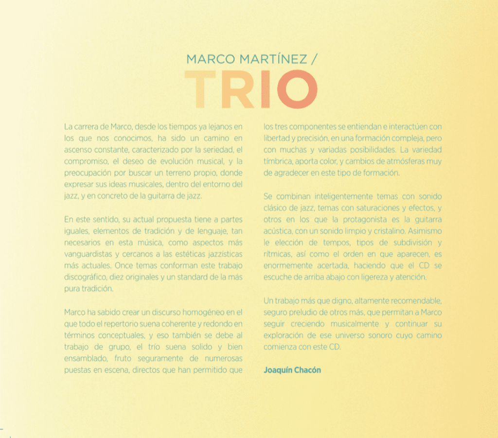 «TRIO» Marco Martínez – CD - trasera